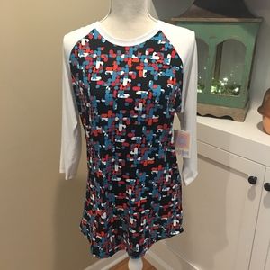LuLaRoe Randy blue red white top NWT sz M